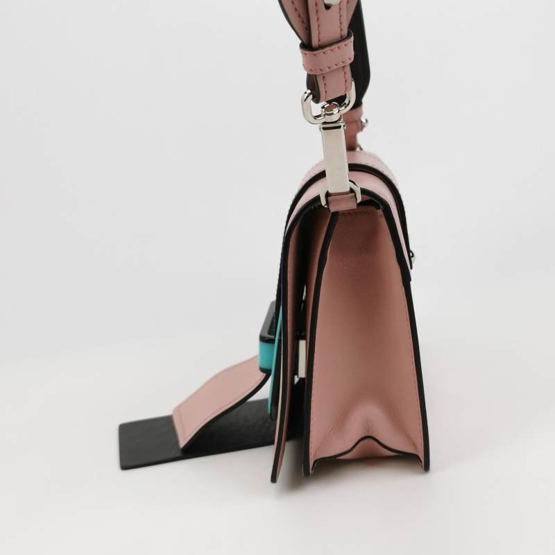 Prada Plex Ribbon中號牛皮拼色書封式插扣斜挎包單肩包-2