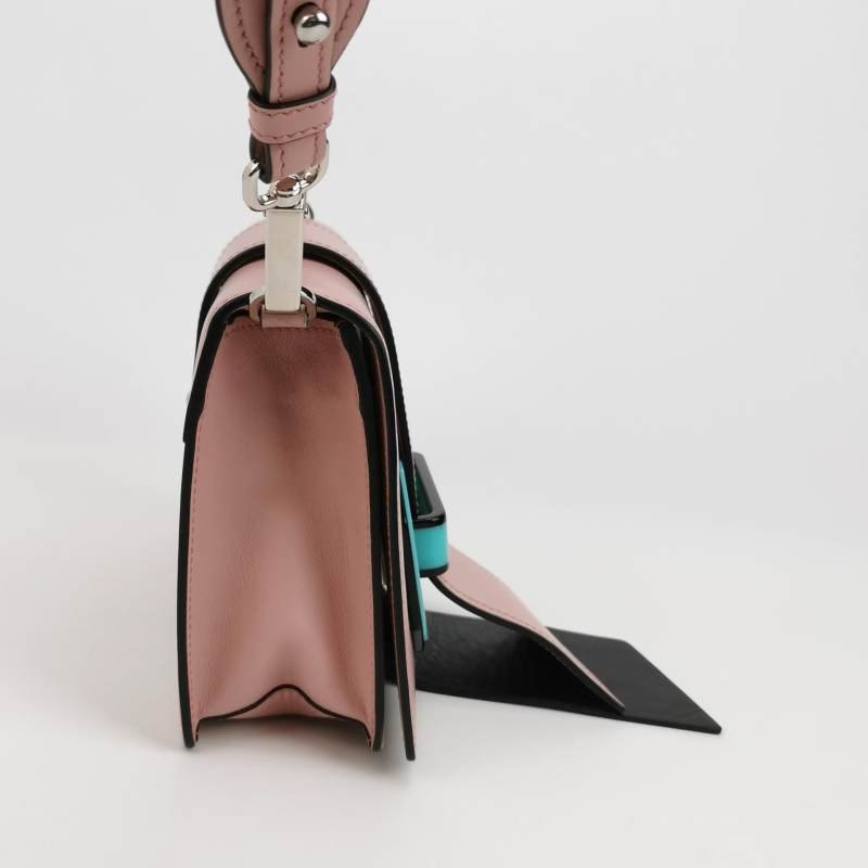 Prada Plex Ribbon中號牛皮拼色書封式插扣斜挎包單肩包-3