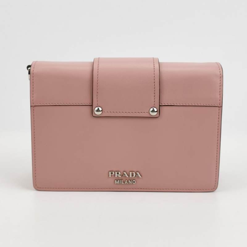 Prada Plex Ribbon中號牛皮拼色書封式插扣斜挎包單肩包-4