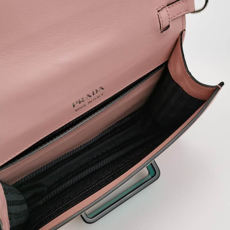 Prada Plex Ribbon中號牛皮拼色書封式插扣斜挎包單肩包-6