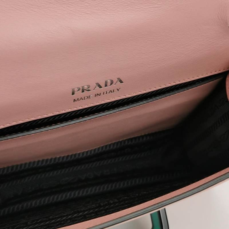 Prada Plex Ribbon中號牛皮拼色書封式插扣斜挎包單肩包-7