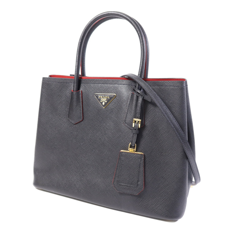 PRADA 牛皮皮革2 Way Shoulder Bag金扣手挽肩背兩用袋-2