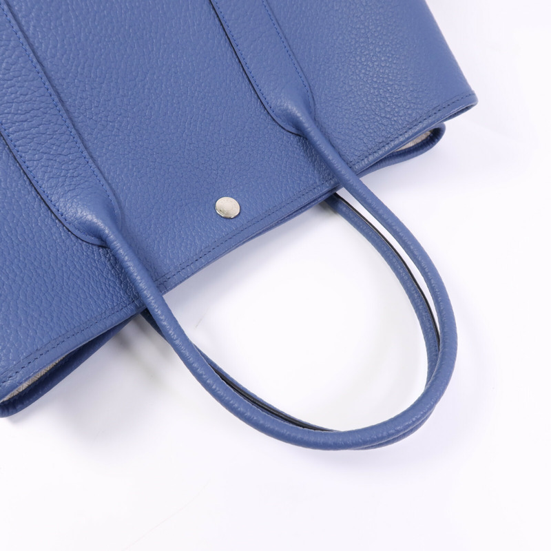 HERMES Negonda皮革Garden Party 36銀扣手挽袋Bleu Agate-5
