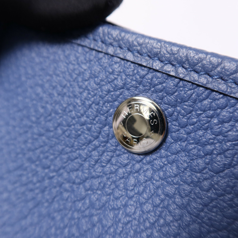HERMES Negonda皮革Garden Party 36銀扣手挽袋Bleu Agate-7