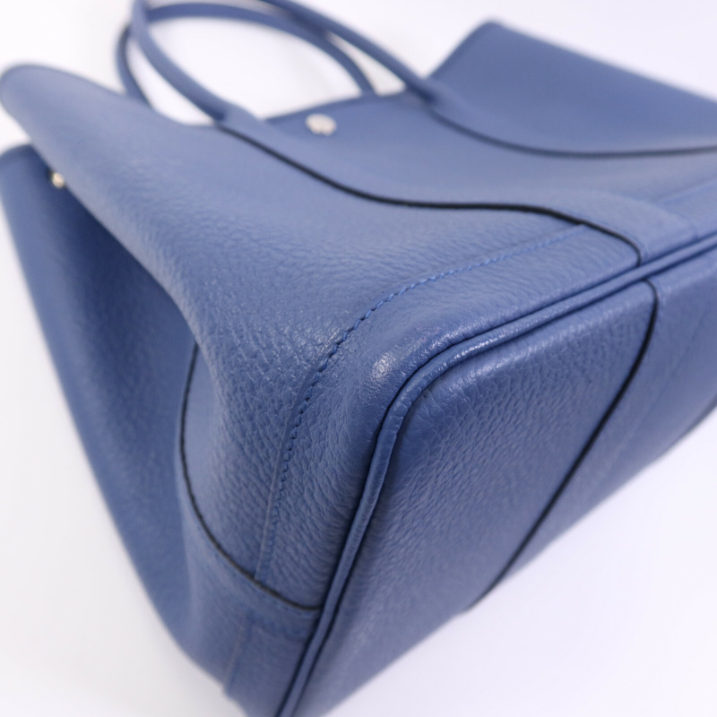 HERMES Negonda皮革Garden Party 36銀扣手挽袋Bleu Agate-13