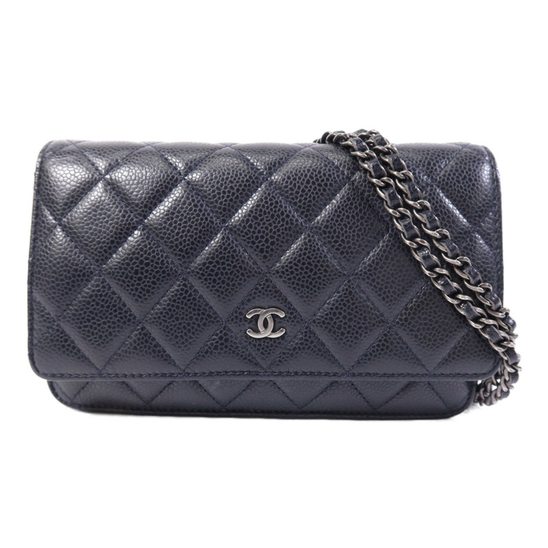 CHANEL 牛皮皮革WOC Wallet On Chain銀扣鏈帶肩背袋-0