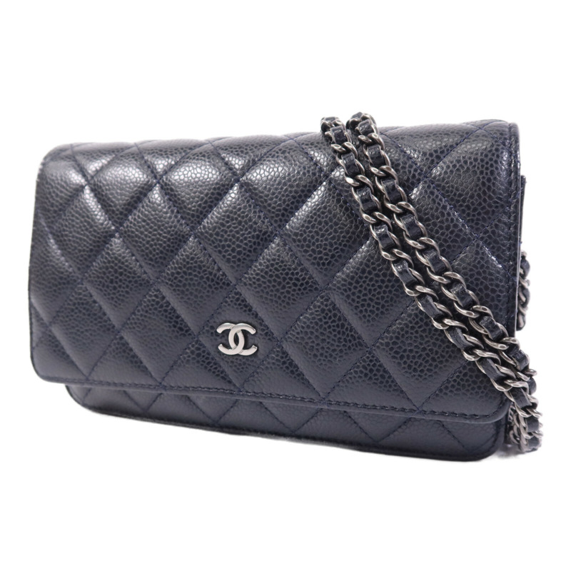 CHANEL 牛皮皮革WOC Wallet On Chain銀扣鏈帶肩背袋-2