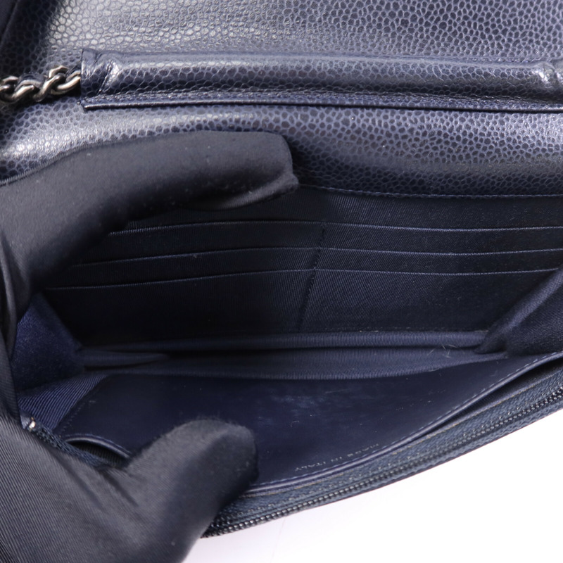 CHANEL 牛皮皮革WOC Wallet On Chain銀扣鏈帶肩背袋-4