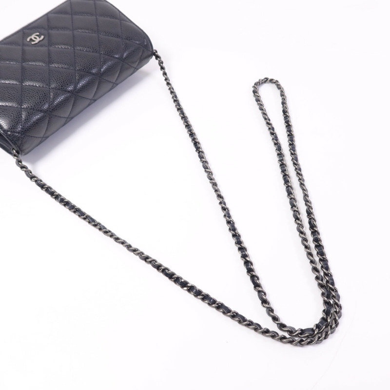CHANEL 牛皮皮革WOC Wallet On Chain銀扣鏈帶肩背袋-8