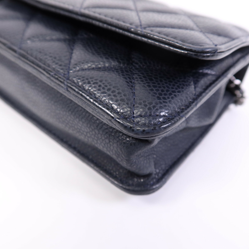 CHANEL 牛皮皮革WOC Wallet On Chain銀扣鏈帶肩背袋-9