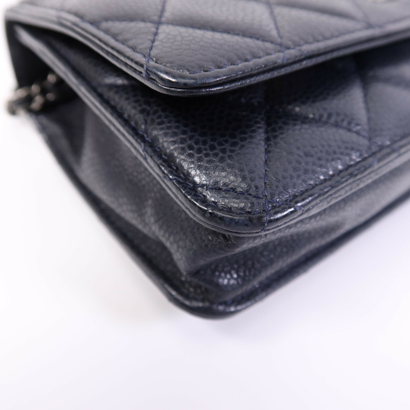 CHANEL 牛皮皮革WOC Wallet On Chain銀扣鏈帶肩背袋-10