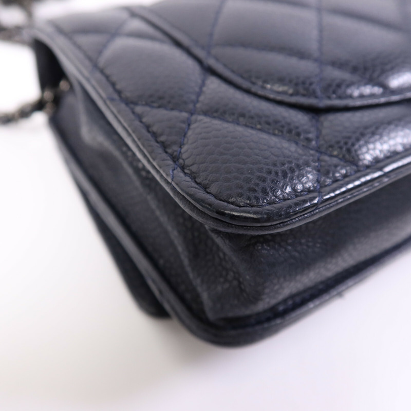 CHANEL 牛皮皮革WOC Wallet On Chain銀扣鏈帶肩背袋-12