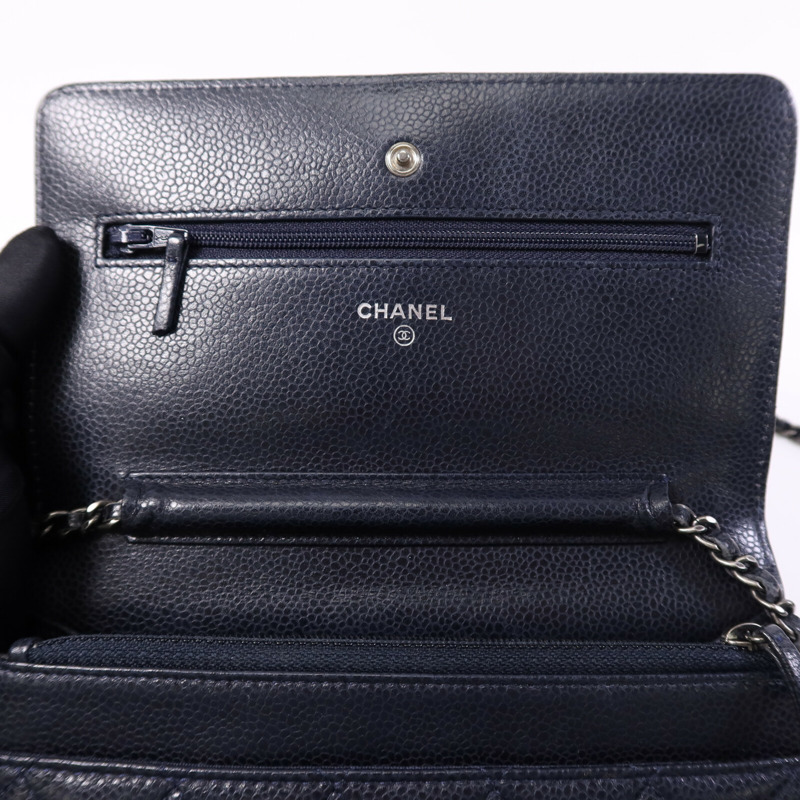 CHANEL 牛皮皮革WOC Wallet On Chain銀扣鏈帶肩背袋-13