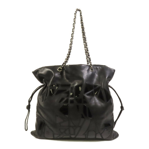 CHANEL 羊皮皮革Chain shoulder Bag銀扣鏈帶肩背袋