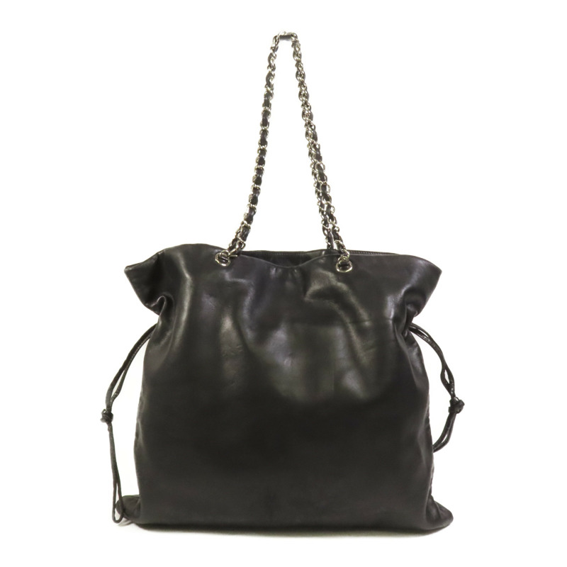 CHANEL 羊皮皮革Chain shoulder Bag銀扣鏈帶肩背袋-1