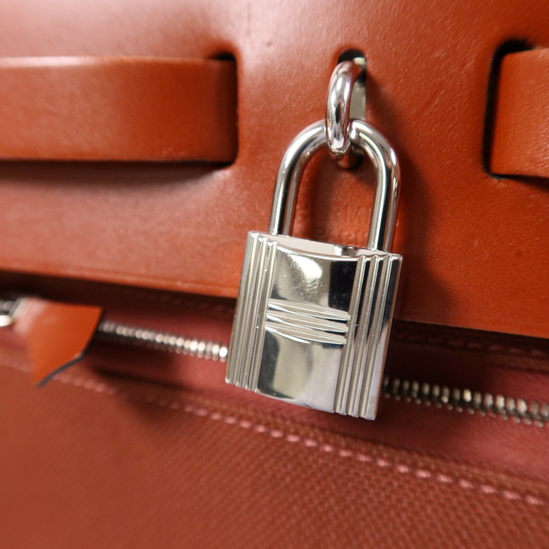 HERMES Toile H Herbag PM銀扣手挽肩背兩用袋Brique-6