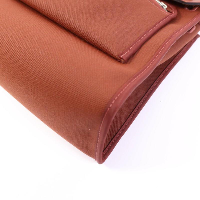 HERMES Toile H Herbag PM銀扣手挽肩背兩用袋Brique-12