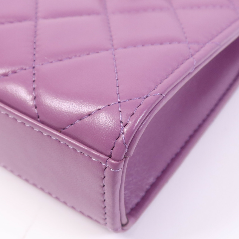 CHANEL 羊皮皮革Phone Holder銀扣鏈帶肩背袋-10