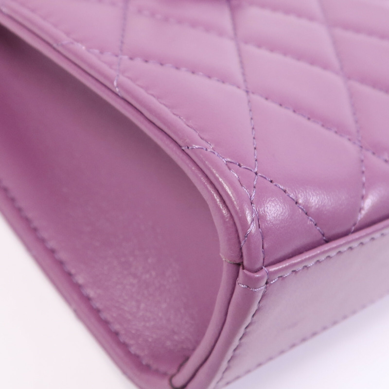 CHANEL 羊皮皮革Phone Holder銀扣鏈帶肩背袋-11