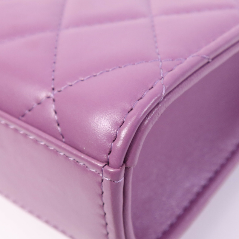 CHANEL 羊皮皮革Phone Holder銀扣鏈帶肩背袋-12