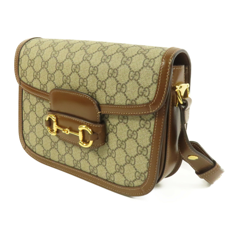 GUCCI 塗層帆布Horsebit 1955 MM金扣肩背袋-2