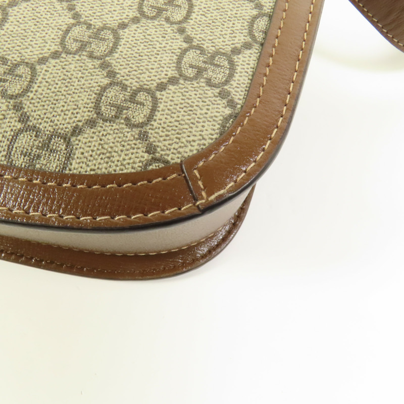 GUCCI 塗層帆布Horsebit 1955 MM金扣肩背袋-11