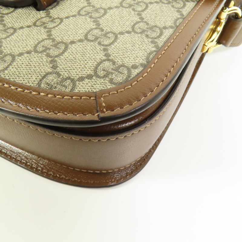 GUCCI 塗層帆布Horsebit 1955 MM金扣肩背袋-12