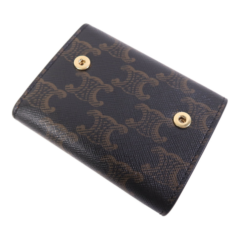 CELINE 塗層帆布Compact Wallet With Coin Triomphe金扣錢包-3