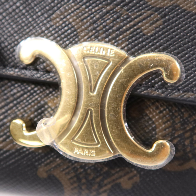 CELINE 塗層帆布Compact Wallet With Coin Triomphe金扣錢包-8