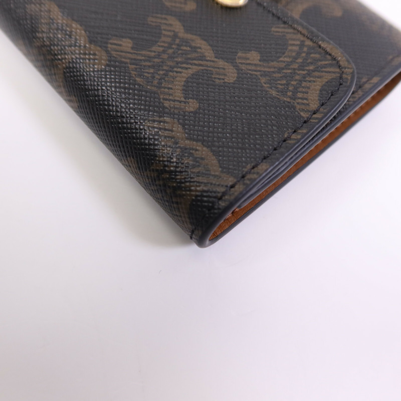 CELINE 塗層帆布Compact Wallet With Coin Triomphe金扣錢包-12