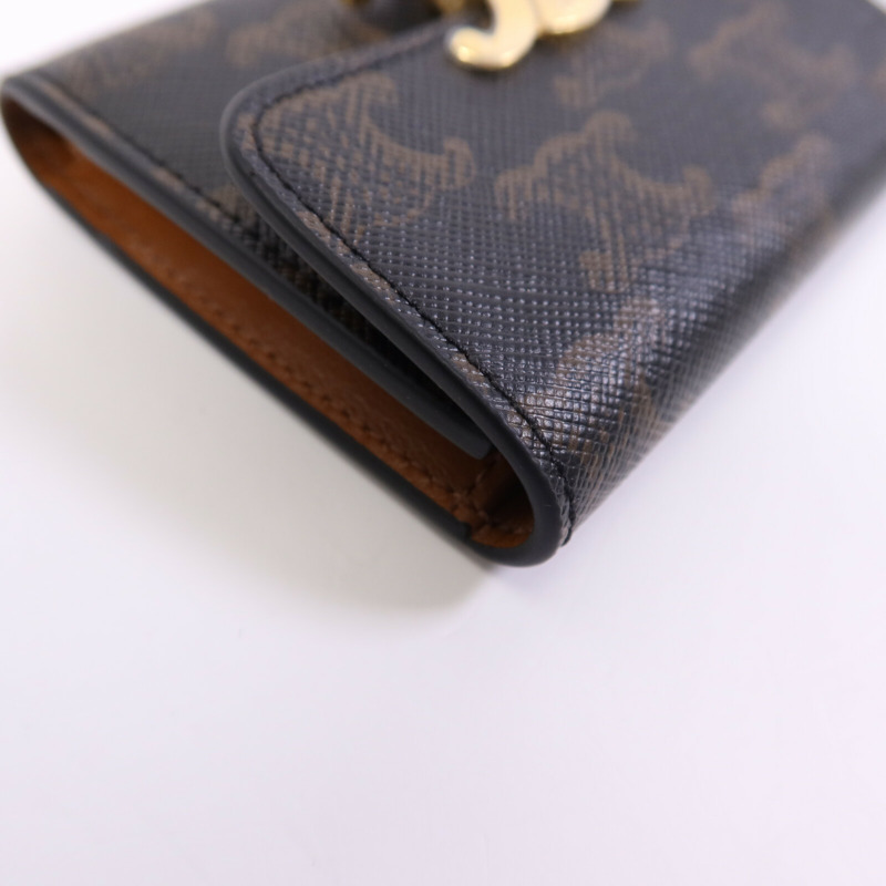 CELINE 塗層帆布Compact Wallet With Coin Triomphe金扣錢包-13