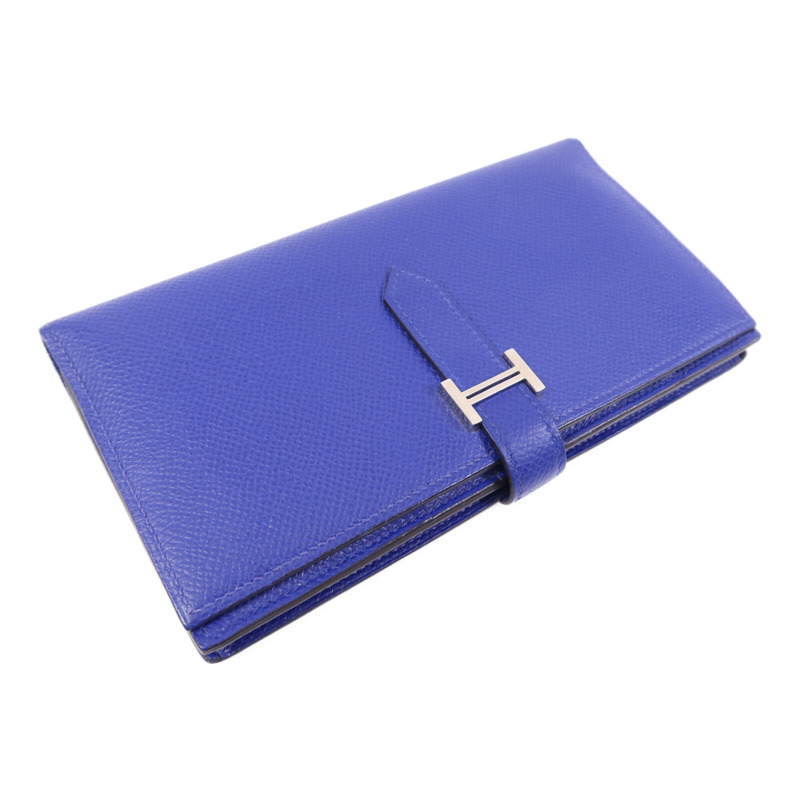 HERMES Epsom皮革Bearn Long Wallet銀扣錢包Bleu Electrique-2