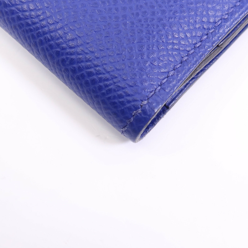 HERMES Epsom皮革Bearn Long Wallet銀扣錢包Bleu Electrique-10