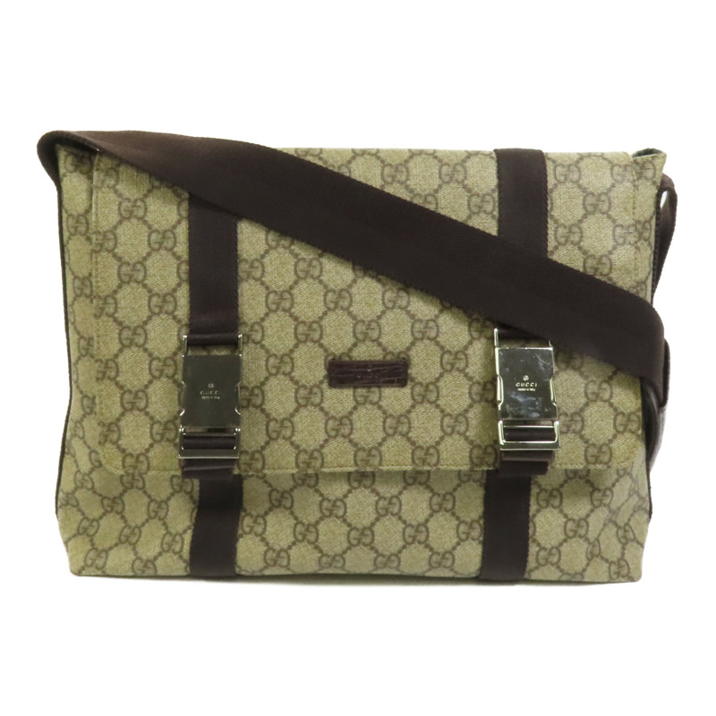GUCCI 塗層帆布Shoulder Bag銀扣肩背袋-0