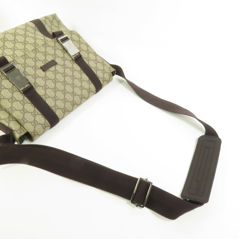 GUCCI 塗層帆布Shoulder Bag銀扣肩背袋-4