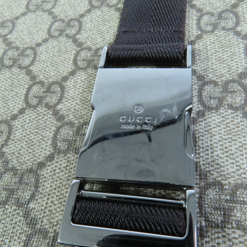 GUCCI 塗層帆布Shoulder Bag銀扣肩背袋-5