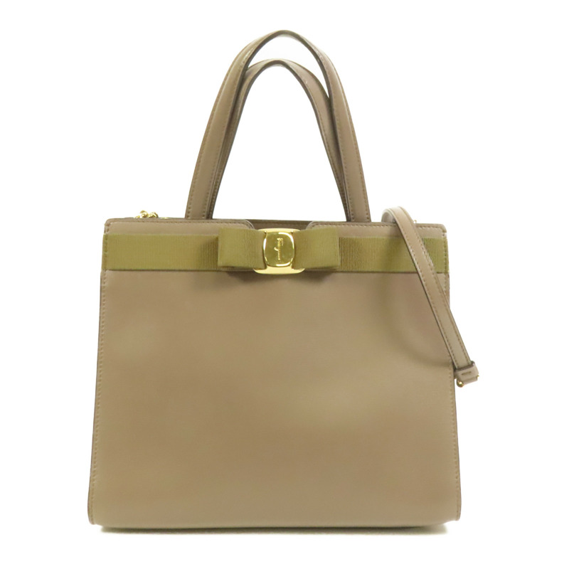 Salvatore Ferragamo 牛皮皮革Vara Bow Top Handle金扣手挽肩背兩用袋-0