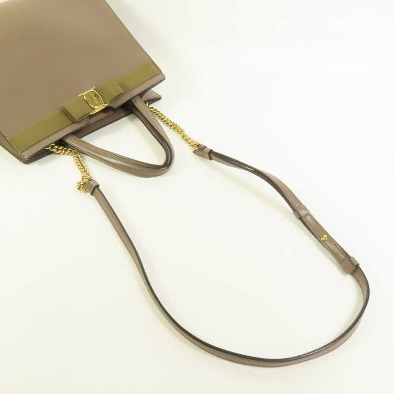Salvatore Ferragamo 牛皮皮革Vara Bow Top Handle金扣手挽肩背兩用袋-5