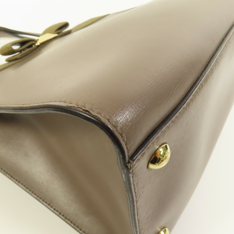 Salvatore Ferragamo 牛皮皮革Vara Bow Top Handle金扣手挽肩背兩用袋-10
