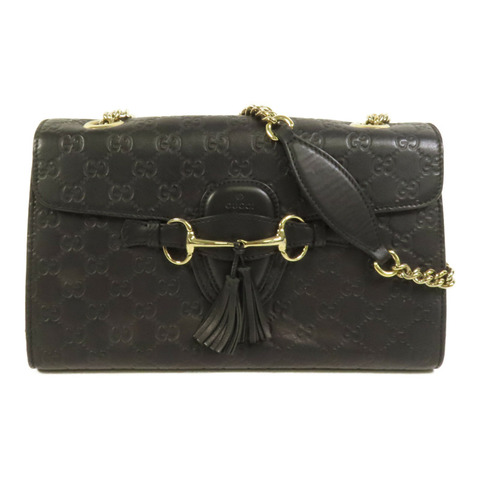 GUCCI 牛皮皮革Emily金扣鏈帶肩背袋