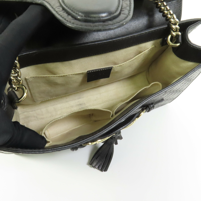 GUCCI 牛皮皮革Emily金扣鏈帶肩背袋-6