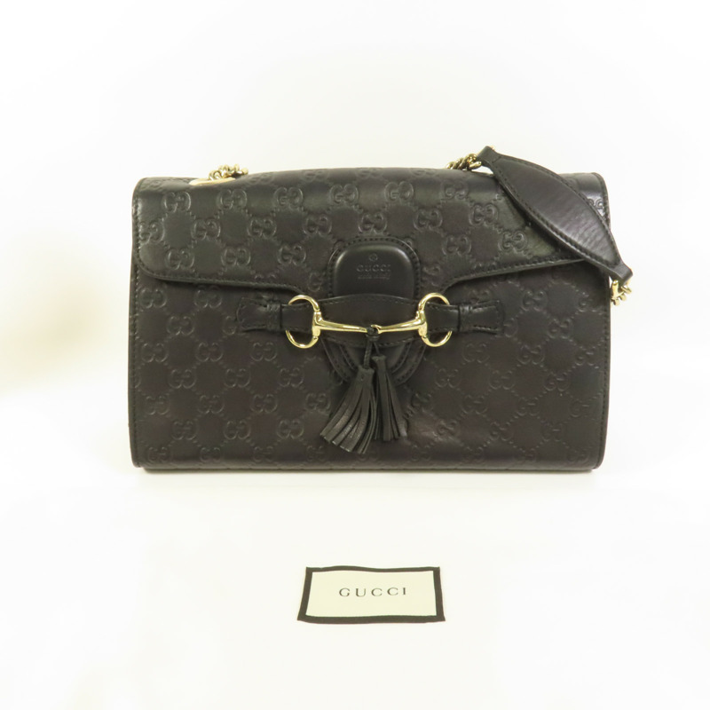 GUCCI 牛皮皮革Emily金扣鏈帶肩背袋-9