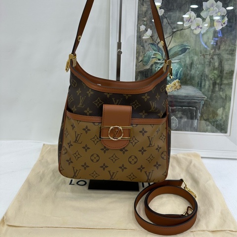 Louis Vuitton達芙妮hobo 老花拼色款 晶片 99新 尺寸24*27*11cm