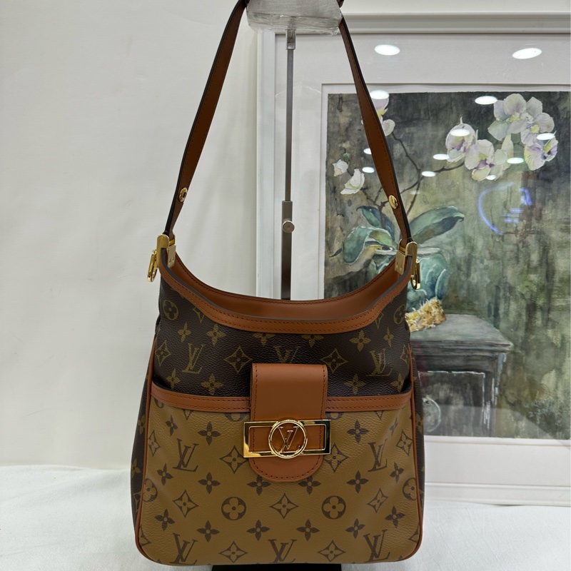 Louis Vuitton達芙妮hobo 老花拼色款 晶片 99新 尺寸24*27*11cm-1