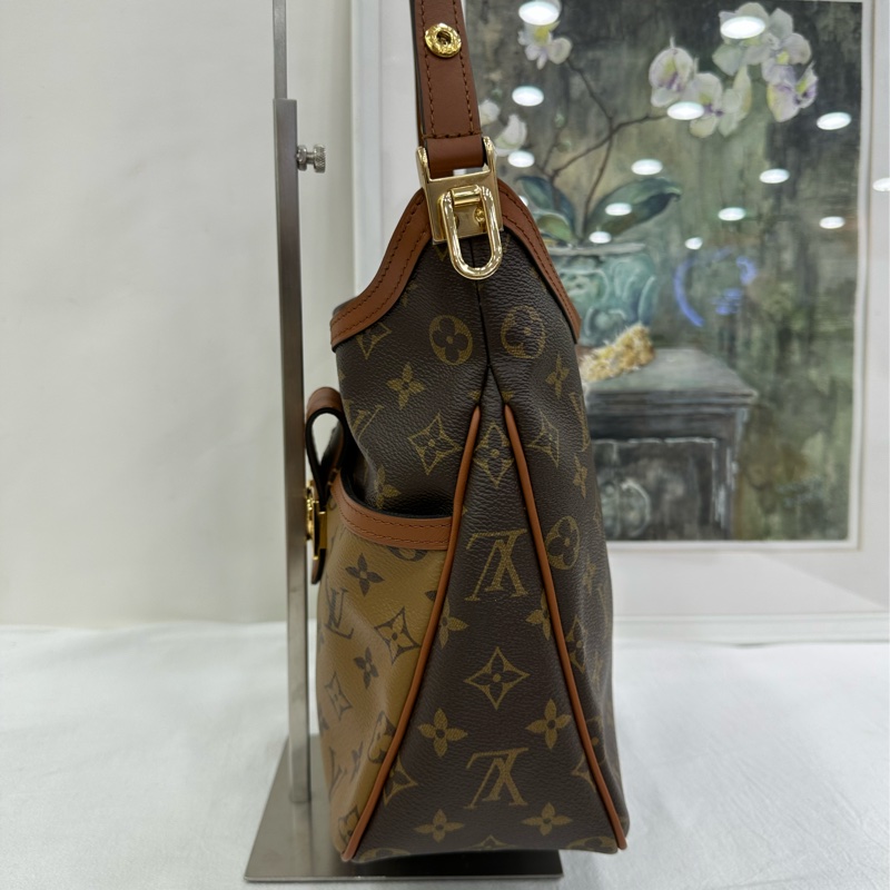 Louis Vuitton達芙妮hobo 老花拼色款 晶片 99新 尺寸24*27*11cm-3