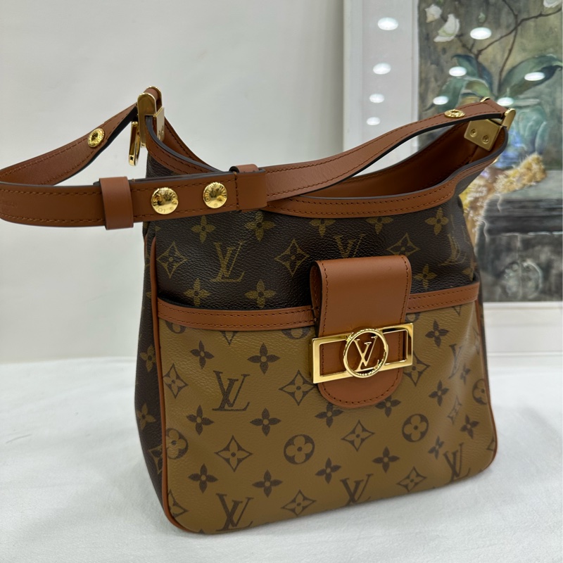 Louis Vuitton達芙妮hobo 老花拼色款 晶片 99新 尺寸24*27*11cm-6