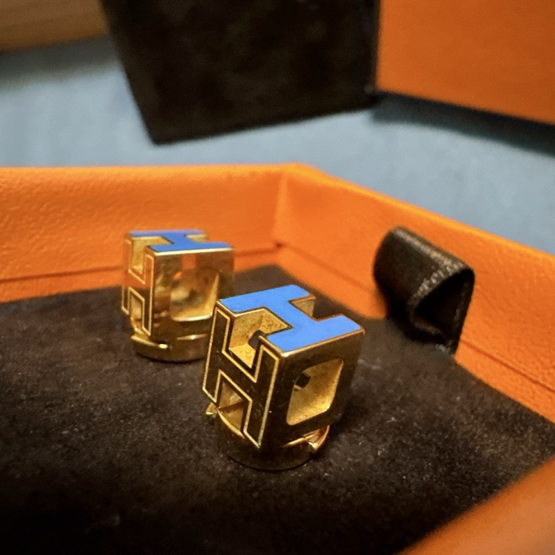 Hermes 多瑙河藍 pop 立體H 耳環(極新)-12