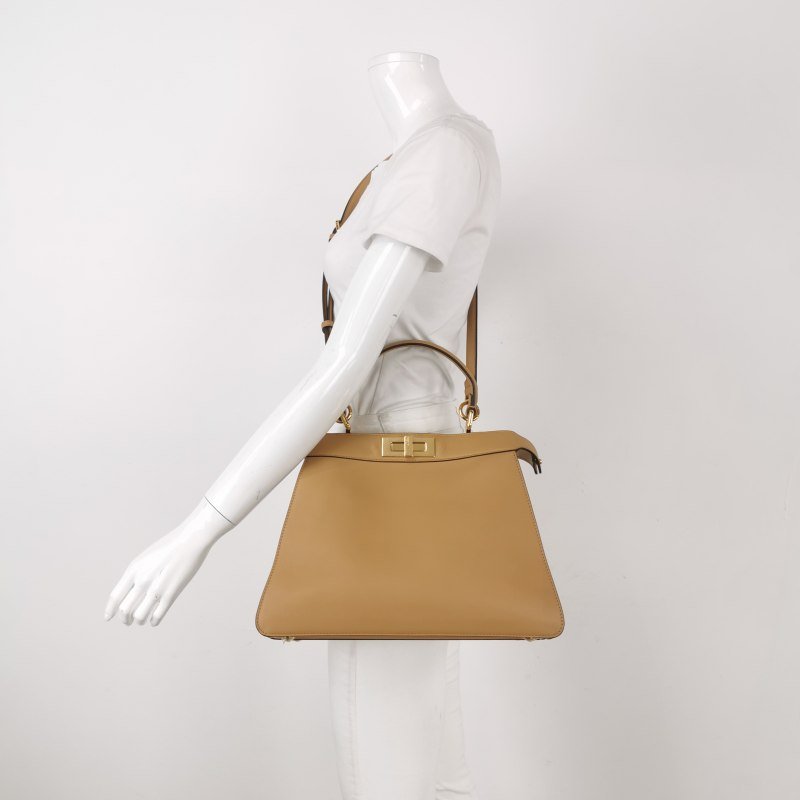 Fendi Peekaboo躲貓貓中號牛皮純色扭鎖子母包斜挎包-1