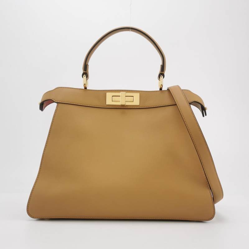 Fendi Peekaboo躲貓貓中號牛皮純色扭鎖子母包斜挎包-2