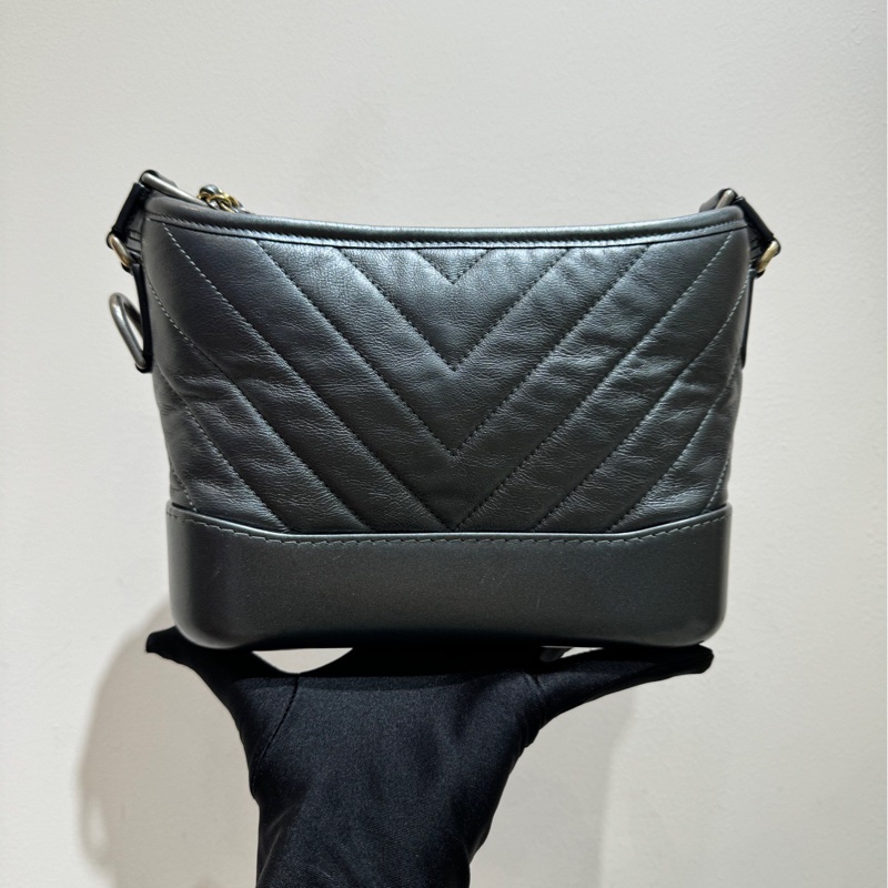 【98🆕】chanel  流浪小號 深灰色帶珠光 V紋單肩斜挎包-2
